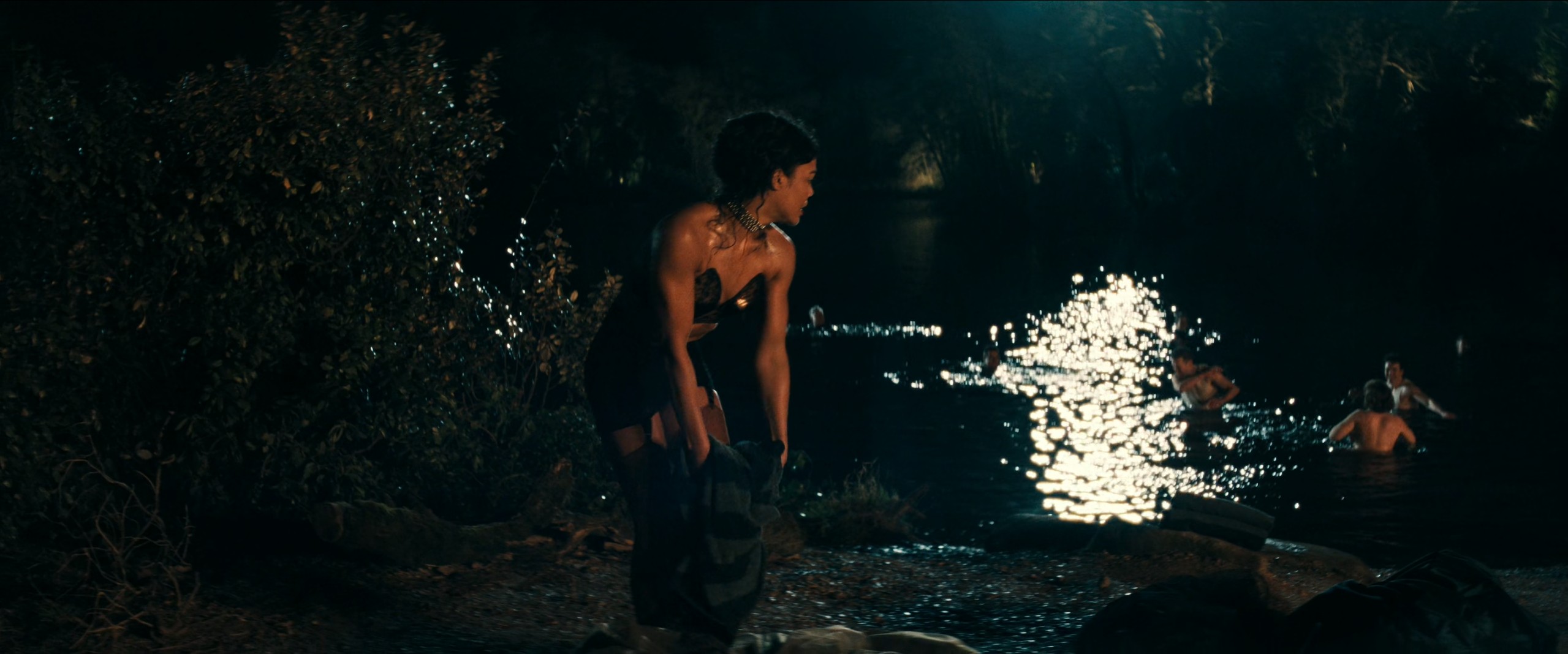 Tessa Thompson in a black girdle in Hedda