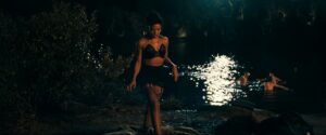 Tessa Thompson in a black girdle in Hedda 2